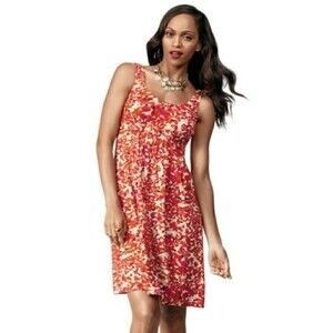 CAbi Laguna Empire Waist Pink Orange Multi Color Print Sleeveless Sun Dress Sm
